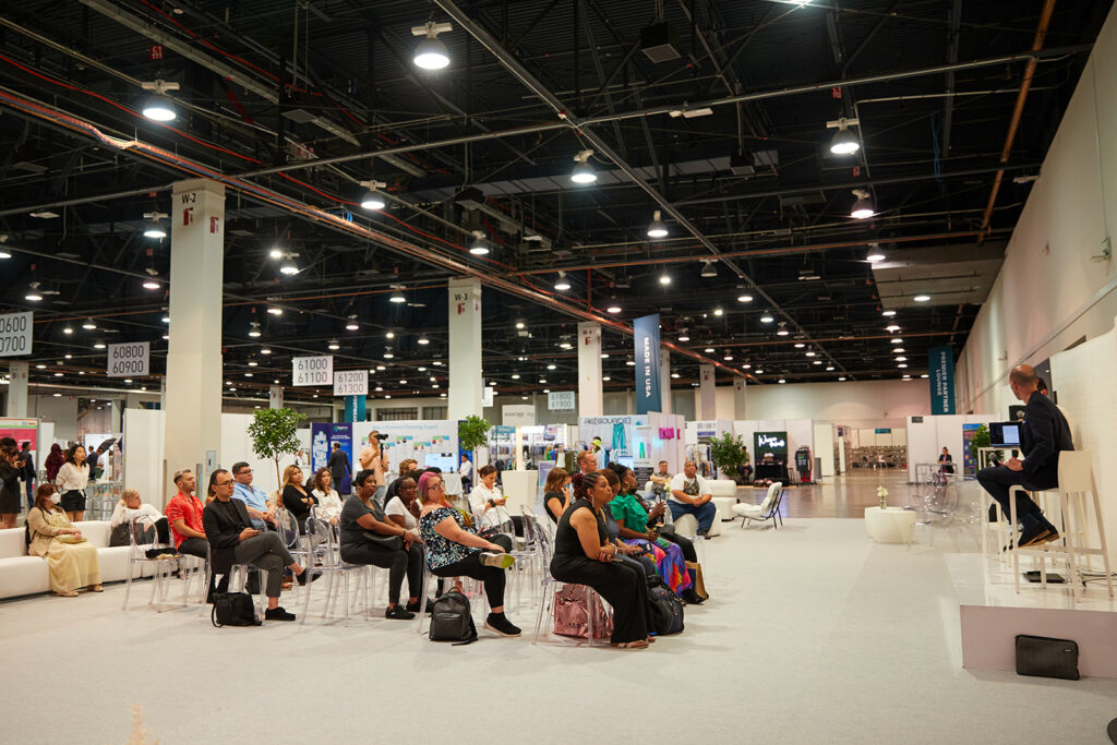 The main SOURCE Lounge stage at SOURCING at MAGIC, where The Interline helped to showcase fashion technology in action.
