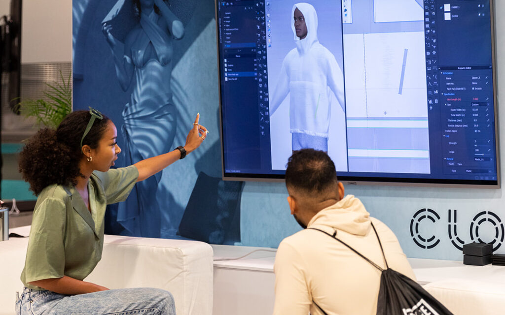 CLO demonstrating the benefits of 3D and digital product creation, as part of a showcase of fashion technology in action.