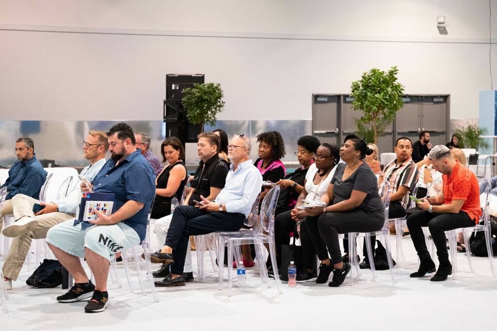 The SOURCE Lounge audience takes in a live fashion technology session.